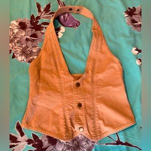NWOT Lux Sandy Denim Vest, Buckle Neck and Snap Fromt Closure, W Med